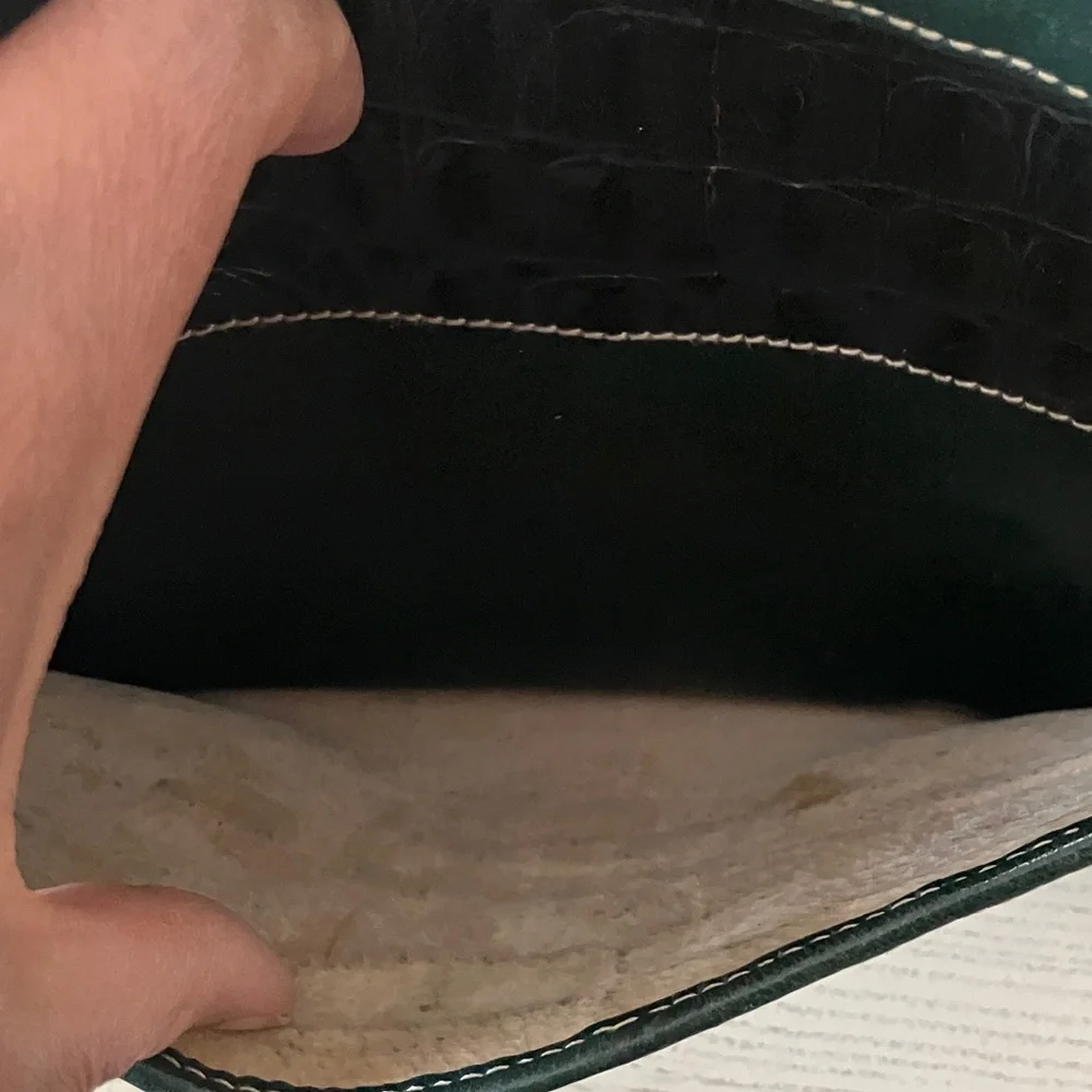 Brahmin Green Croc-Embossed Leather Crossbody Bag with Thin Shoulder Strap